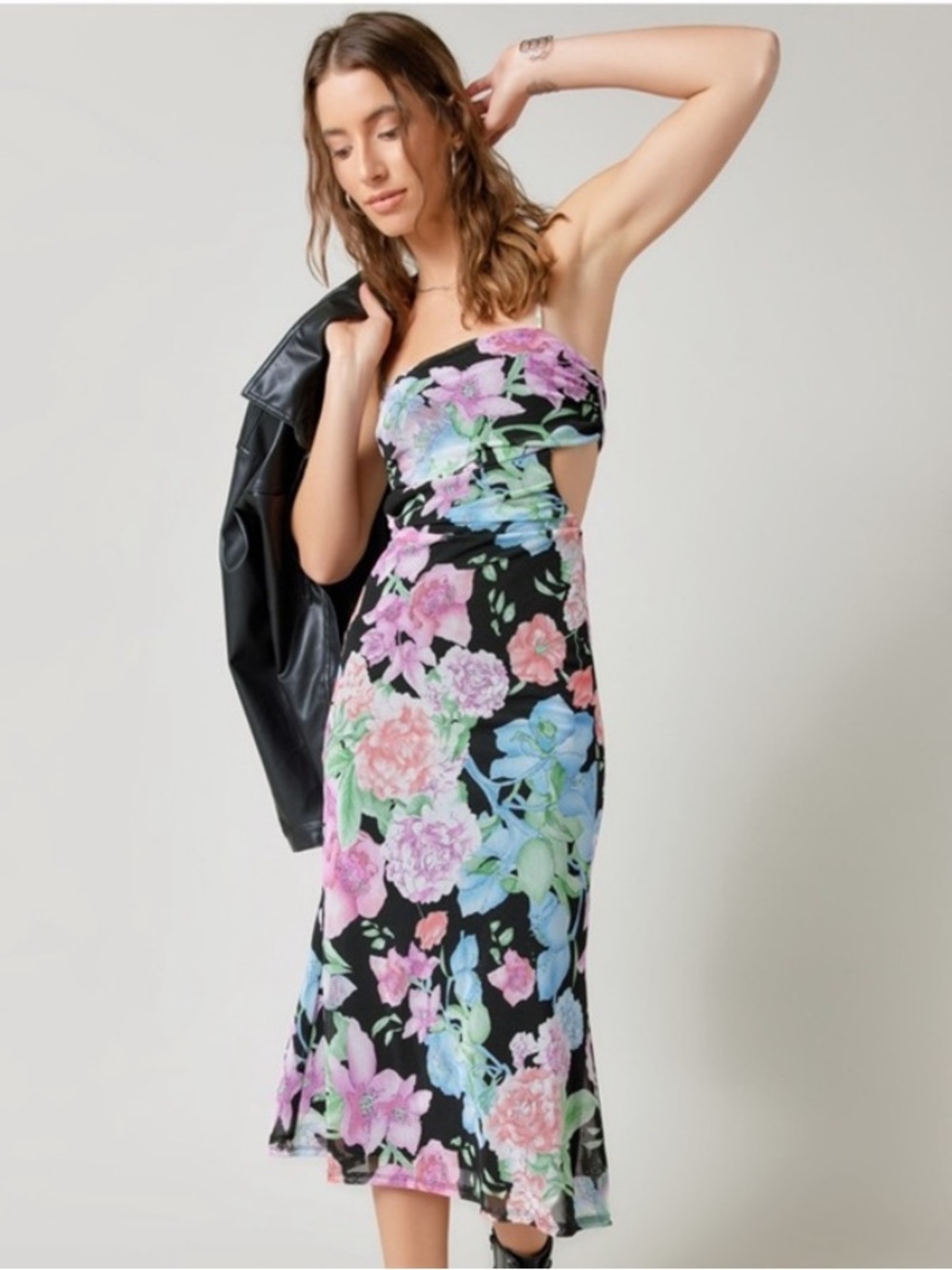 NWT Floral midi cutout dress